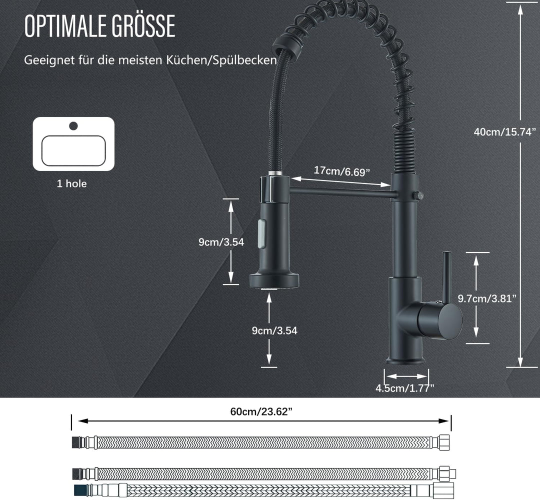 Wasserhahn Küche Niederdruck Flexibler Armatur Küche 2 Verstellmöglichkeiten 360° Schwenkbar Herunte