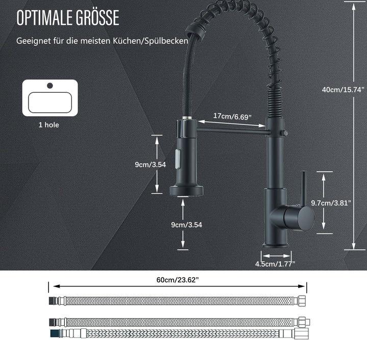Wasserhahn Küche Niederdruck Flexibler Armatur Küche 2 Verstellmöglichkeiten 360° Schwenkbar Herunte