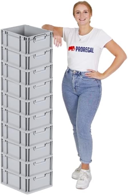 PROREGAL SuperSparSet 10x Eurobox NextGen Grip | HxBxT 17x30x40cm | Griffe geschlossen | Glatter Bod