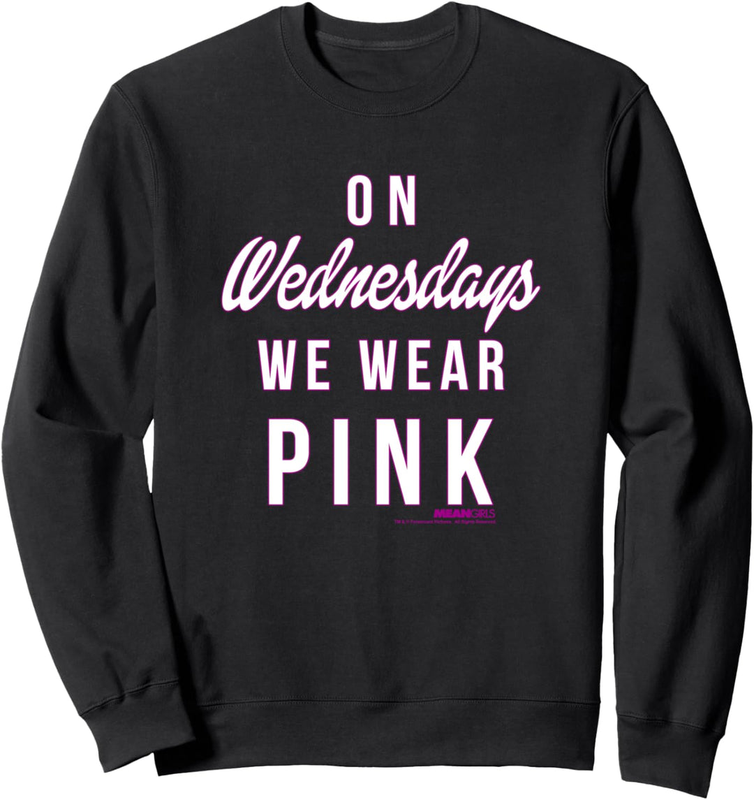 Rosafarbener Textumriss „Mean Girls On Wednesday“ Sweatshirt