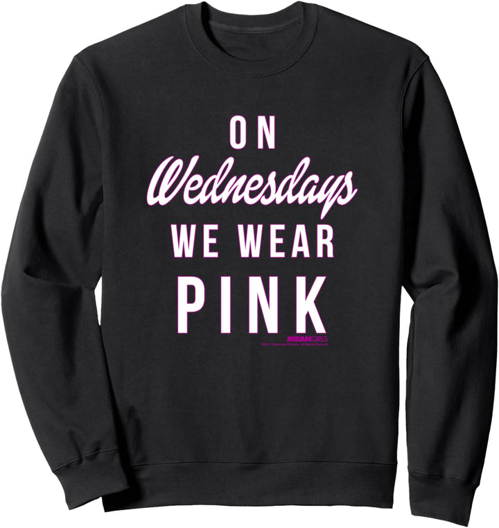 Rosafarbener Textumriss „Mean Girls On Wednesday“ Sweatshirt