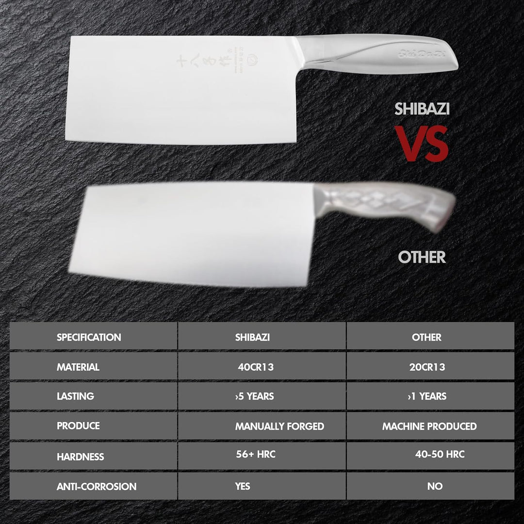 SHI BA ZI ZUO Hackmesser,Professionelles Kochmesser Edelstahl Fleischbeil Messer Ultra-scharfe Kling