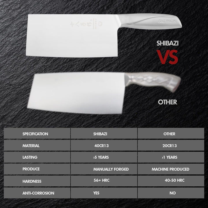 SHI BA ZI ZUO Hackmesser,Professionelles Kochmesser Edelstahl Fleischbeil Messer Ultra-scharfe Kling
