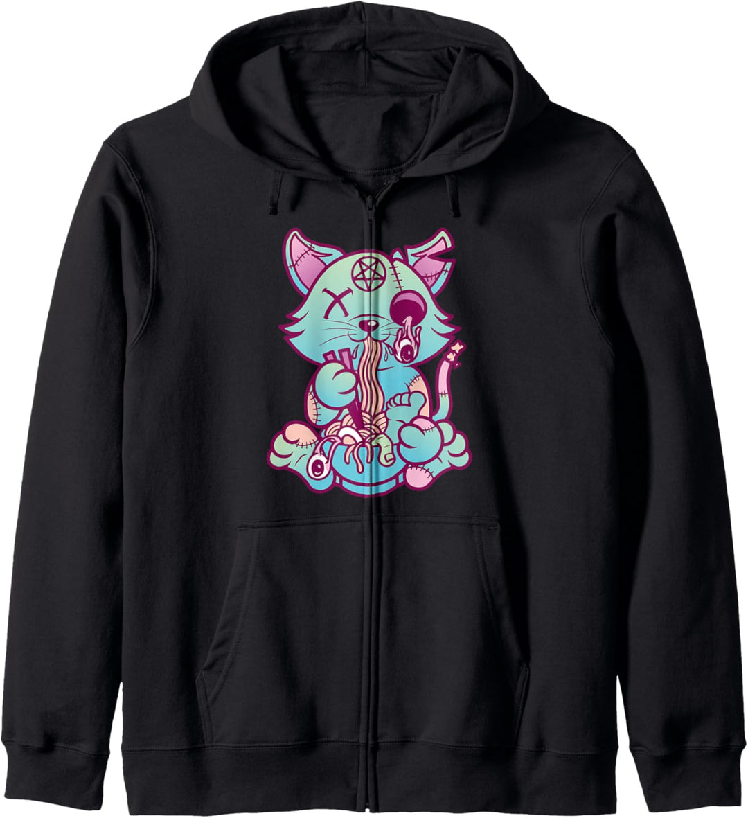 Anime ästhetische Pastell Goth Ramen Nudel Katze Geschenke Kapuzenjacke