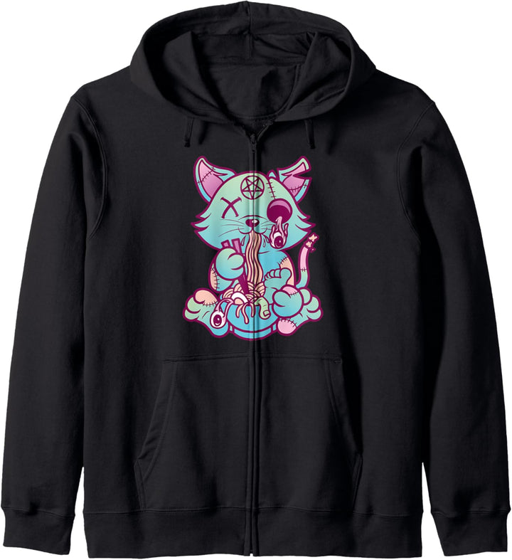 Anime ästhetische Pastell Goth Ramen Nudel Katze Geschenke Kapuzenjacke