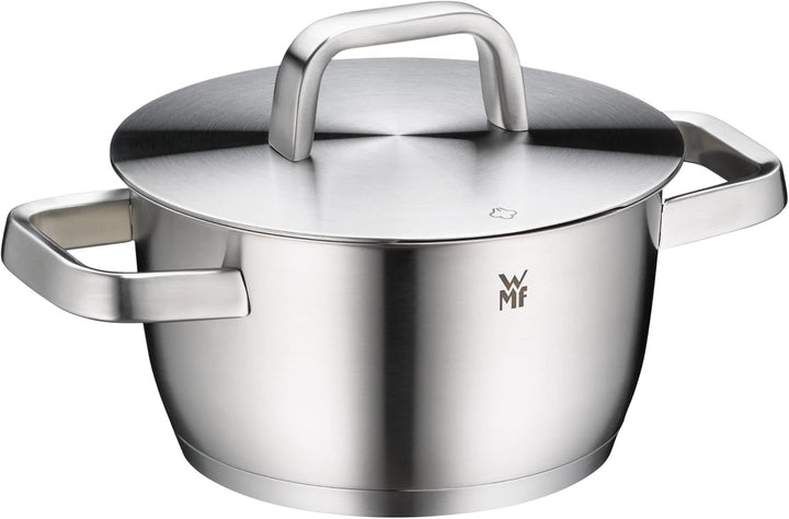 WMF Iconic Kochtopf klein 18cm, Metalldeckel, Fleischtopf Induktion 2,3l, kleiner Topf, Cromargan Ed