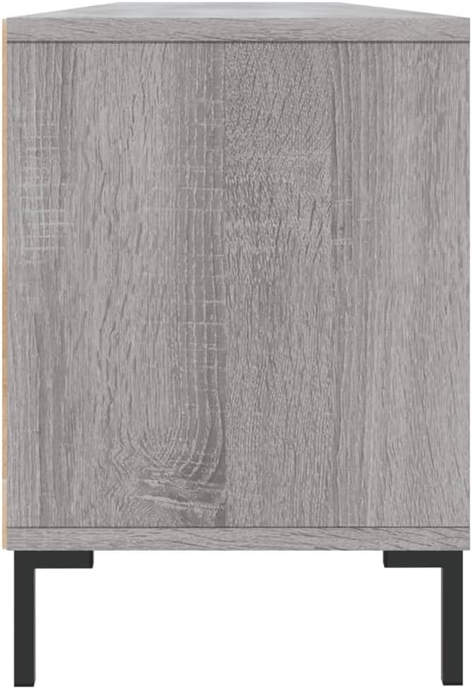 TV-Ständer, Sonoma-Grau, 150 x 30 x 44,5 cm, Holz, Eisen, TV-Regal, niedrig, mit Türen 150x30x44,5cm