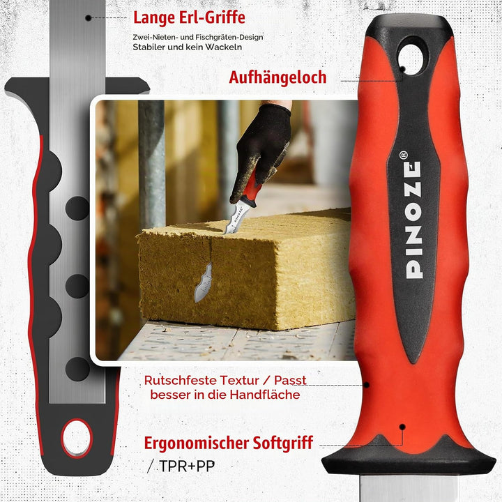 20cm Dämmstoffmesser, Edelstahl Klinge Isoliermesser w/Laserskala, Doppelseitige gezähnte Messer Wer
