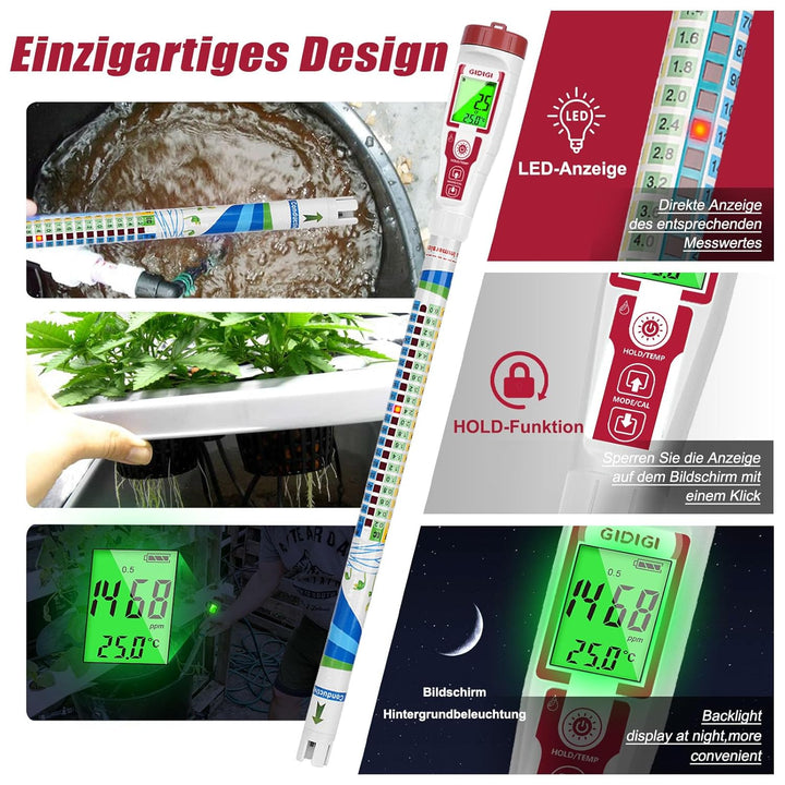 Digitaler EC Messgerät Grow(EC/PPM500/PPM700/CF) Leitfähigkeitstester Hydrokultur PPM TDS Messgerät