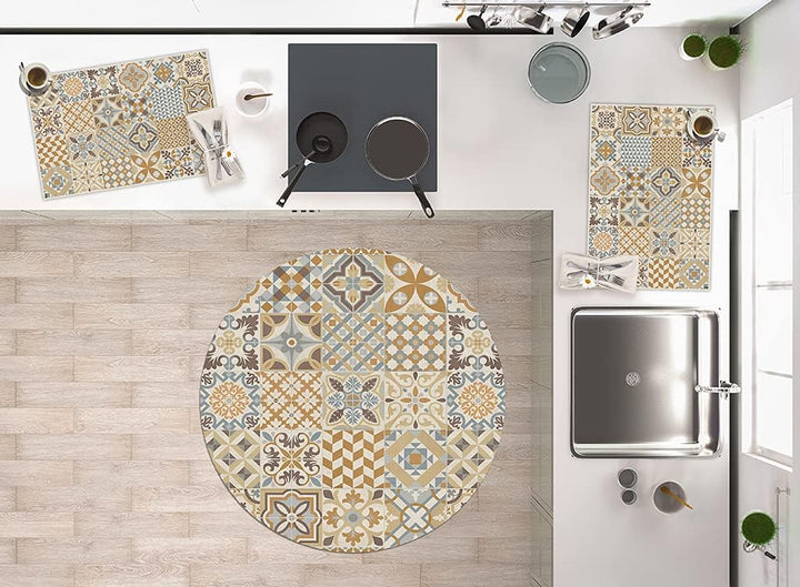 Vilber, Toledo Vinyl-Teppich, rund, Farbe 04, Durchmesser 155 cm 155 cm diámetro Braun /Beige - 04,