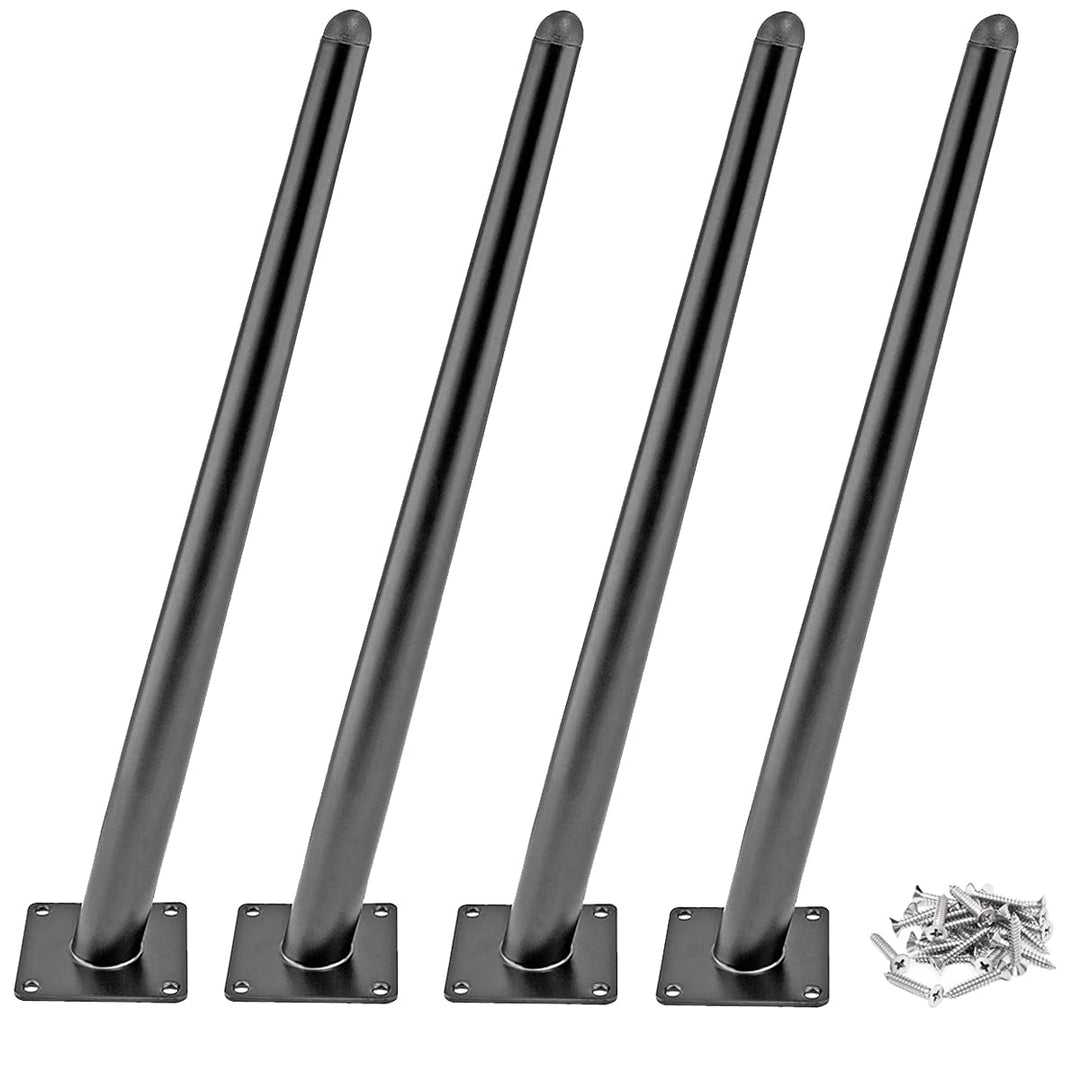 Drenky Tischbeine Metall Schwarz 4 Stück, Tischbein Konisch Schräg Rund 70cm Höhe Tischfüsse Mit No-