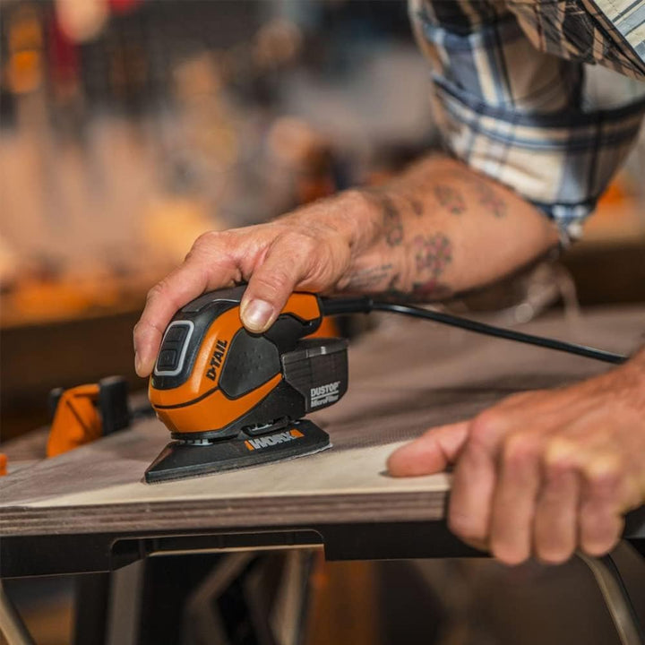 WORX WX648 Schleifer 65W, 230V – Ergonomischer Handschleifer zum Schleifen auch an schwerer zugängli