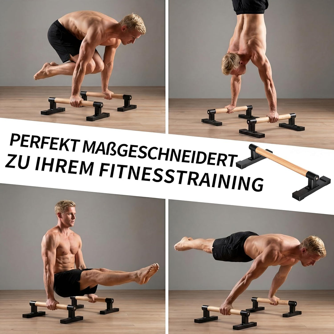 Parallettes Liegestützgriffe, Calisthenics-Liegestützstangen für Handstände und Krafttraining mit Bu