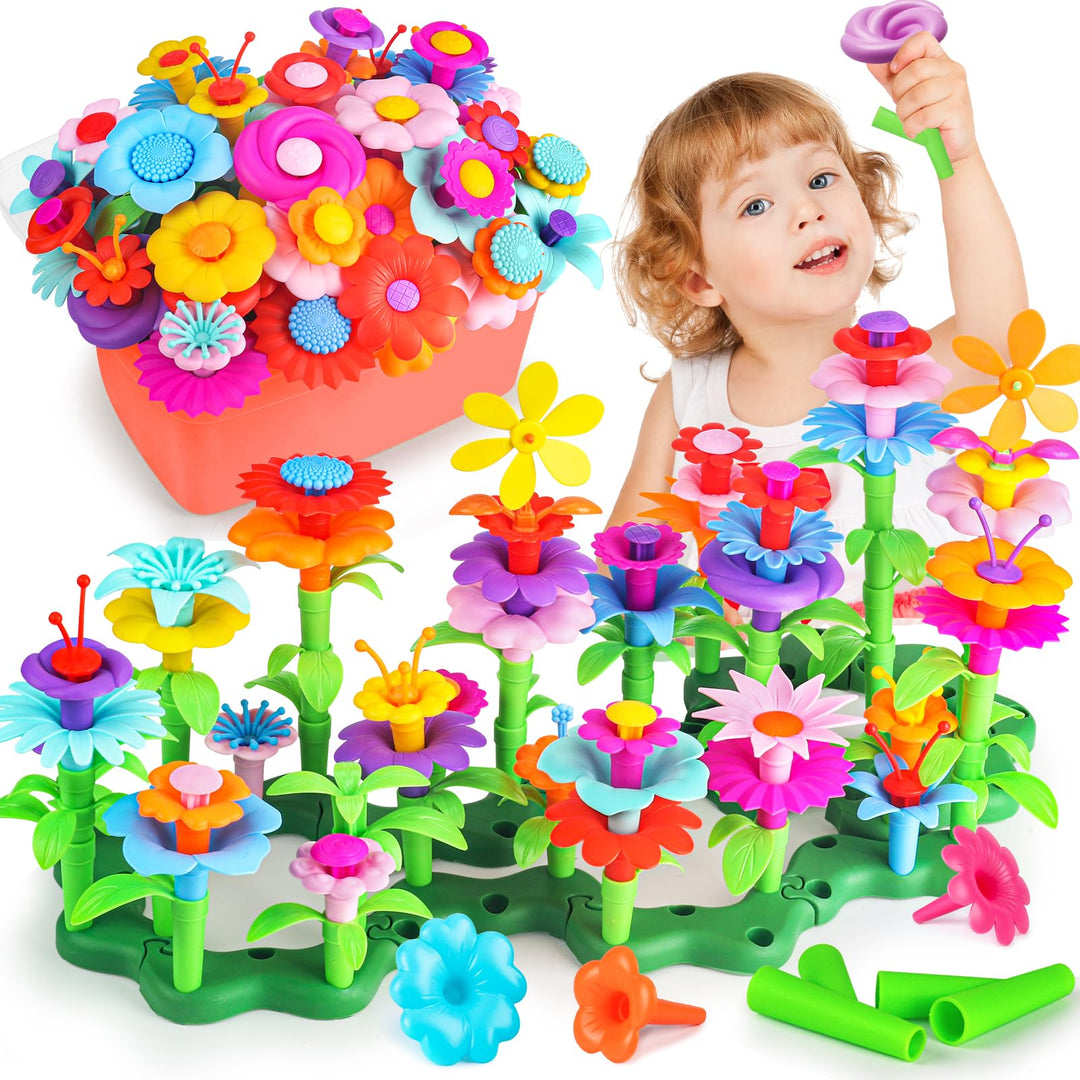 CENOVE Blumengarten Spielzeug ab 3 Jahre Mädchen, Montessori Spielzeug Blumen Bausteine Motorikspiel