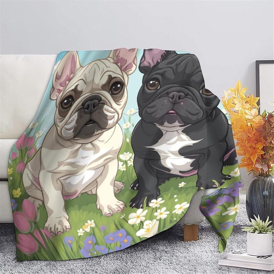 Französische Bulldogge Cosy Fluffy Blanket Pillow,Ultra-Soft Micro Fleece, Soft and Warm 3D Printed,