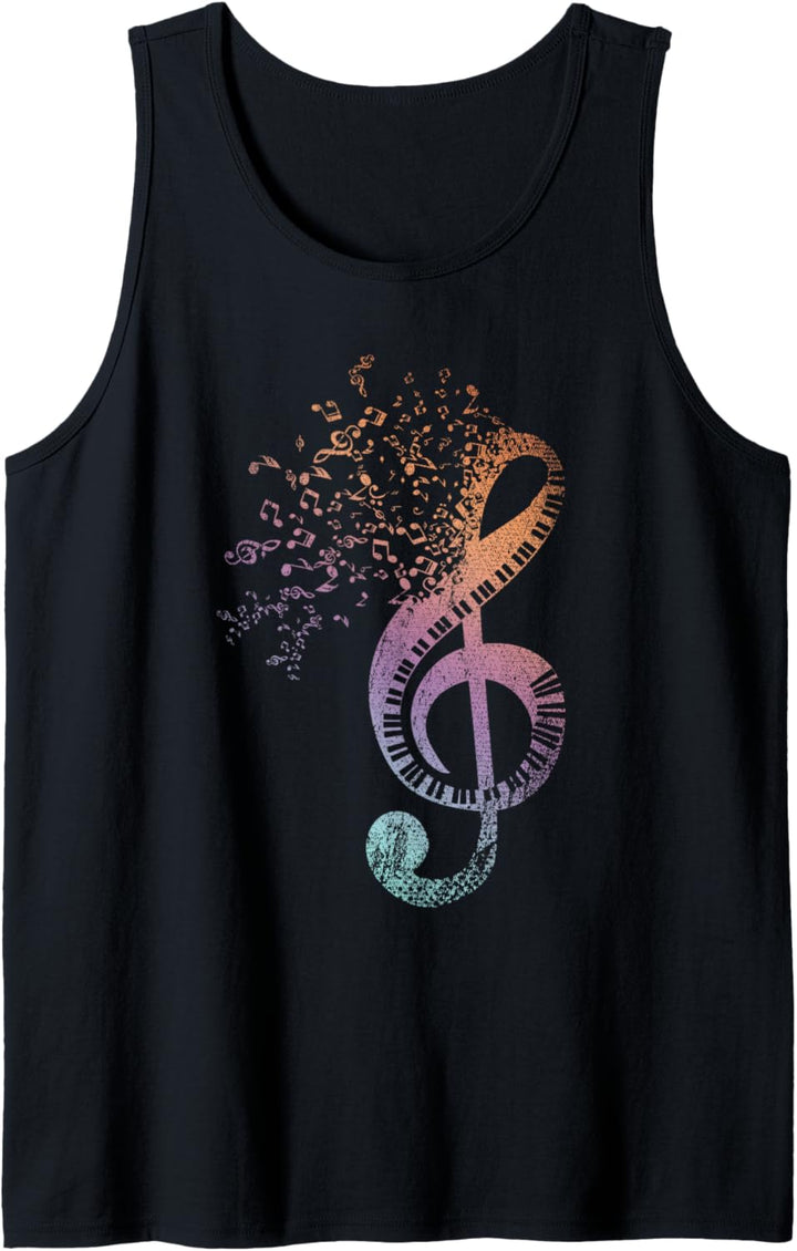 Notenschlüssel Klaviertastatur Piano Musiker Klavier Tank Top