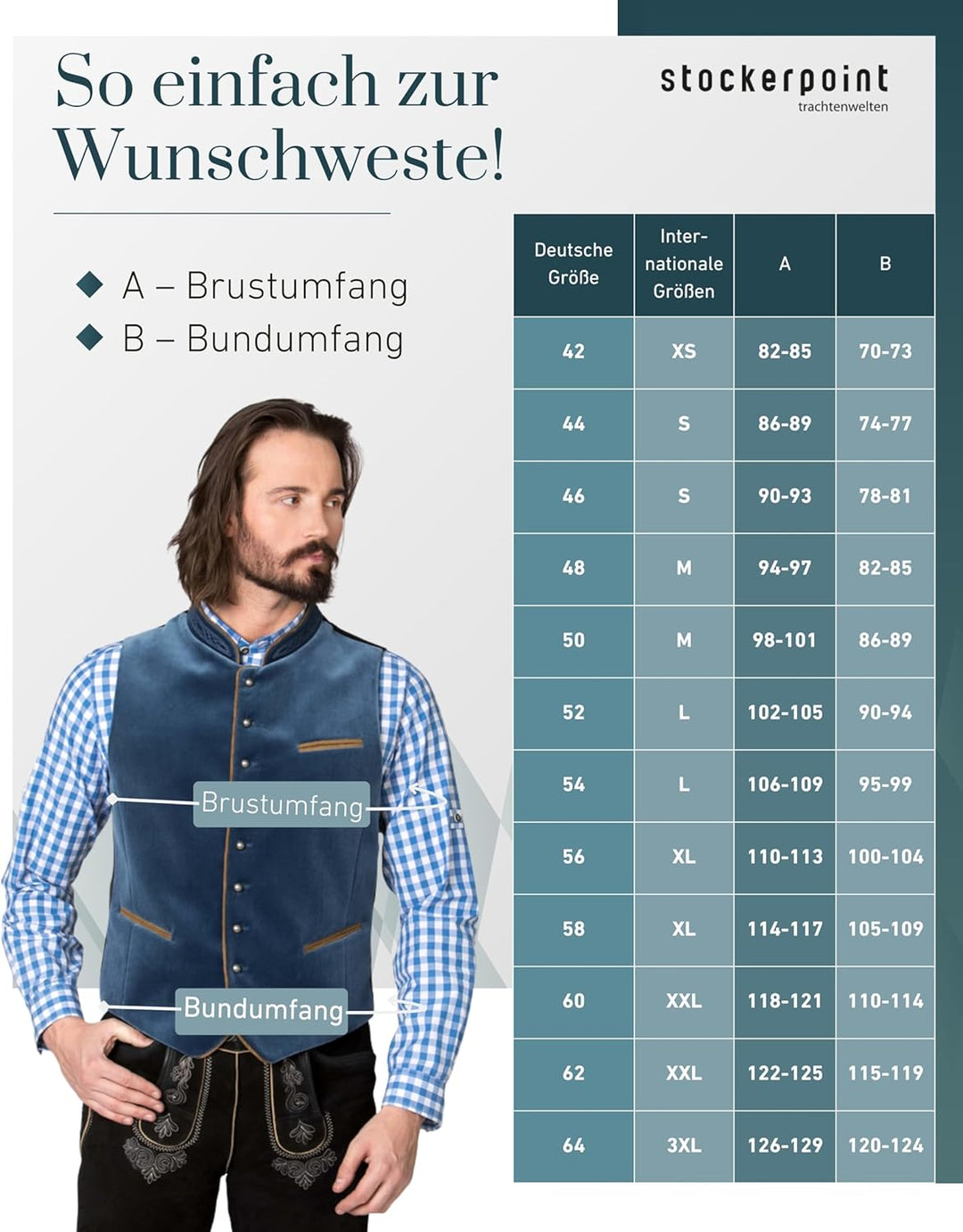 Stockerpoint Herren Ricardo Trachtenweste (1er Pack) 48 rauchblau, 48 rauchblau