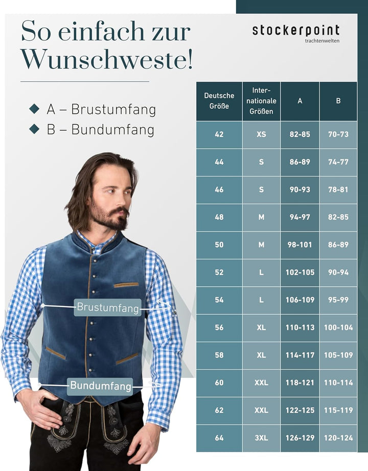 Stockerpoint Herren Ricardo Trachtenweste (1er Pack) 48 rauchblau, 48 rauchblau
