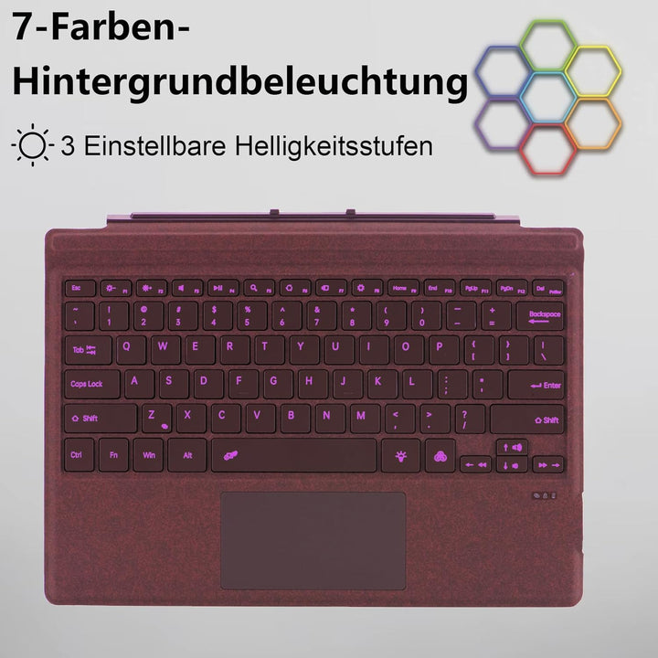 Bluetooth-Tastatur für Microsoft Surface Pro Copilot+ PC (11. Edition), kompatibel mit Pro 8 Pro 9 P