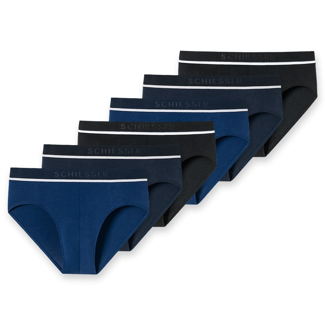 Schiesser Herren 3 PACK Boxershorts Bio Baumwolle - 95/5 Organic M 6 X Blau / Schwarz, M 6 X Blau /
