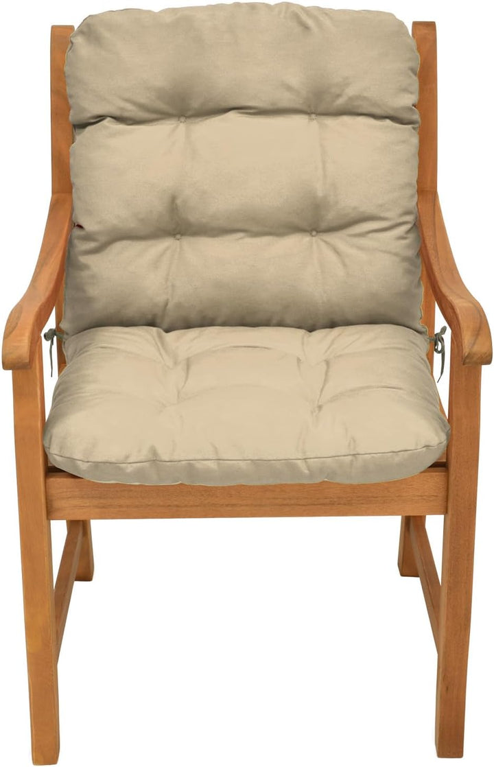 Beautissu 4er Set Niedriglehner Auflagen Set Stuhlauflage für Gartenstühle | 100x50x8cm Taupe Sitzki