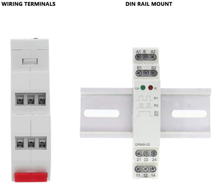 Tosuny GRM8-02 Elektronisches Impulsrelais, AC/DC 12-240V Stromstossrelais, Speicherrelais mit LED-A