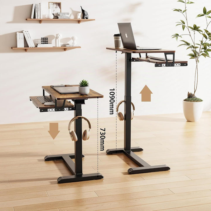 Fydeamer 68 × 50cm Beistelltisch mit Tastaturablage, Sofa-Seite mit Rollen Höhenverstellba Computert