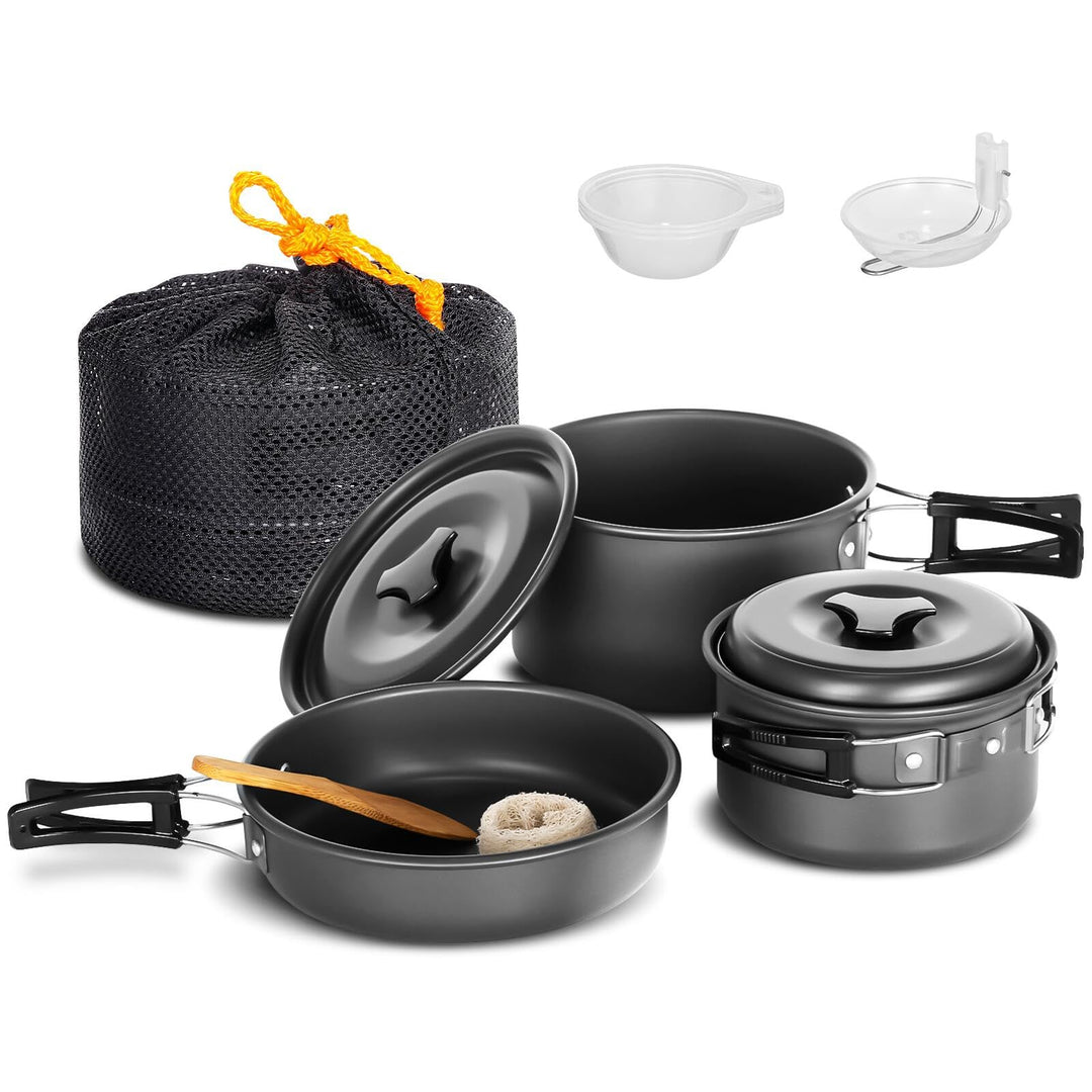 Lixada Camping Kochgeschirr Set Camping Topf Outdoor Geschirr Set Kochtopf Set mit Aufbewahrungstasc