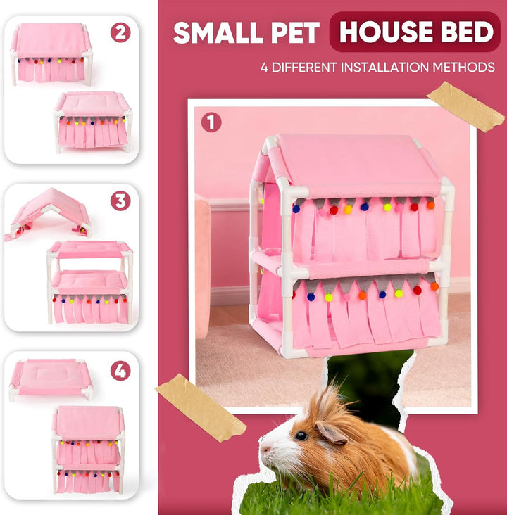 Meerschweinchen Hochbett, Kleintiere Etagenbett, Meerschweinchen Hängematte mit Fleece Waldversteck,