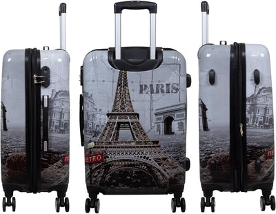 Trendyshop365 Bedruckter Hartschalen Trolley City-Koffer - Paris mit Eiffelturm - 67 Zentimeter 66 L