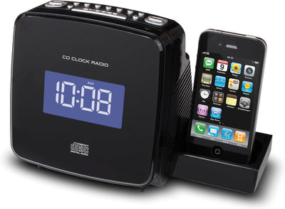 Soundmaster URD810IPH PLL-Uhrenradio mit MP3-CD/Apple iPod/iPhone Docking/Superkompakt