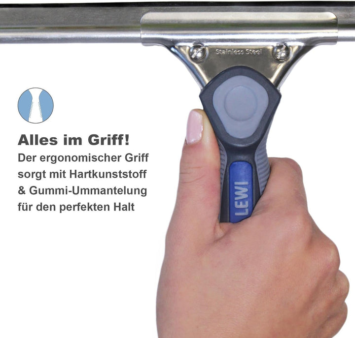 Profi-Fensterabzieher (25cm) von LEWI - Fensterwischer für kleine Fenster &amp; Ecken - streifenfreies E