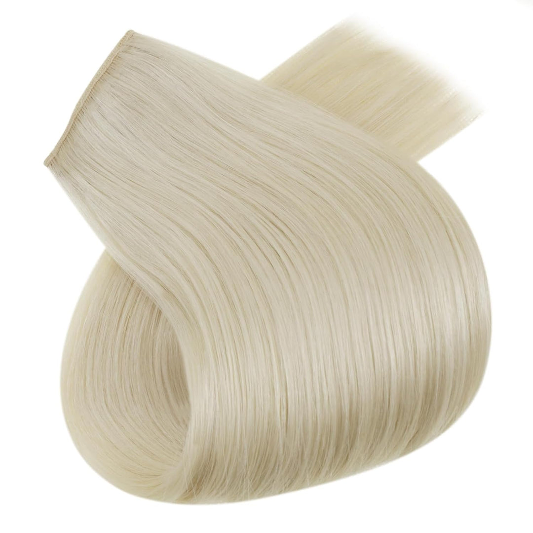 RUNATURE Extenison Echthaar Draht Blond Unsichtbare Haarverlängerung Echthaar Mit Draht Blond Haar E