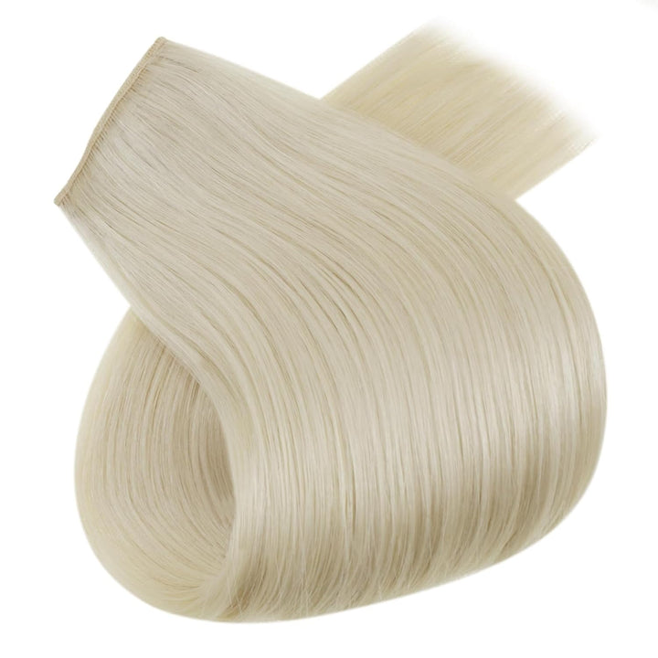 RUNATURE Extenison Echthaar Draht Blond Unsichtbare Haarverlängerung Echthaar Mit Draht Blond Haar E