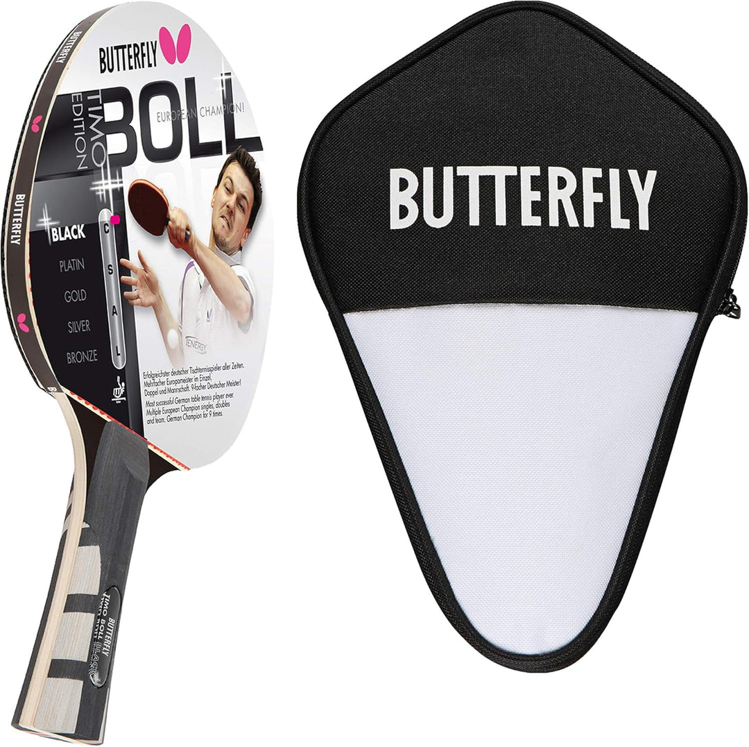Butterfly Timo Boll Black Tischtennisschläger + Cell Case Tischtennishülle | Tischtennisschlägerset