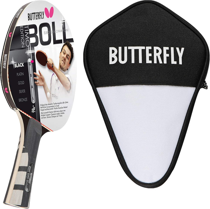 Butterfly Timo Boll Black Tischtennisschläger + Cell Case Tischtennishülle | Tischtennisschlägerset