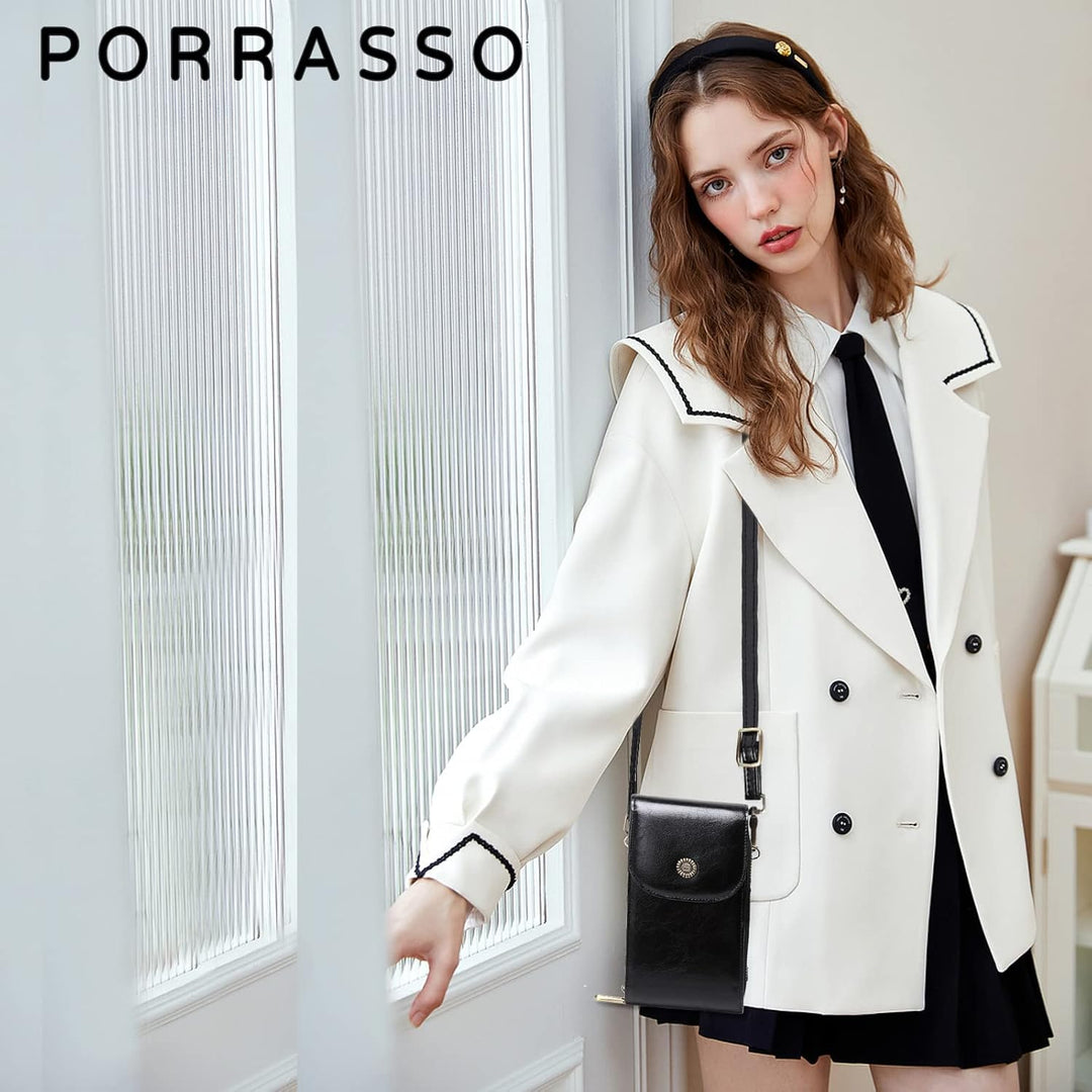 PORRASSO Handy Umhängetasche Damen Mode Handytasche mit RFID Schutz Mädchen Schultertasche PU Wasser