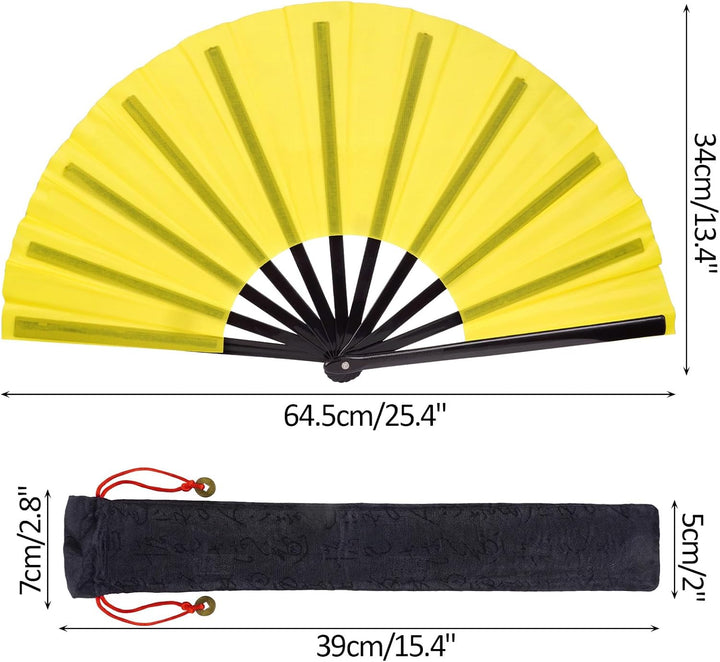 baotongle 2 Stück Grosse Faltbare Seide Hand Fächer Chinesischer Tai Chi Faltender Handfächer Nylon