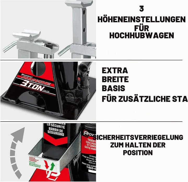 Powerbuilt 3 Tonnen, Wagenheber und Wagenheberständer in einem, 2721,6 kg All-in-One Auto Lift, Heav