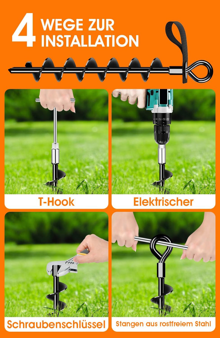 Schwerlast Bodenanker 4 Pack,Robust voll verschraubter Erdanker mit Gurten zur Befestigung von Tramp