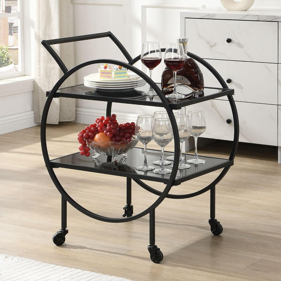 FineBuy Servierwagen 45x46x83 cm Metall mit schwarzem Glas