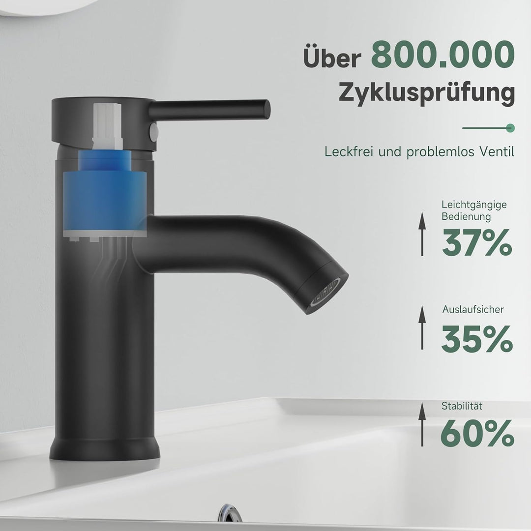 Wasserhahn Bad Schwarz, Messing Einhebelmischer Waschbecken Armaturen, Mischbatterie Waschbecken mit
