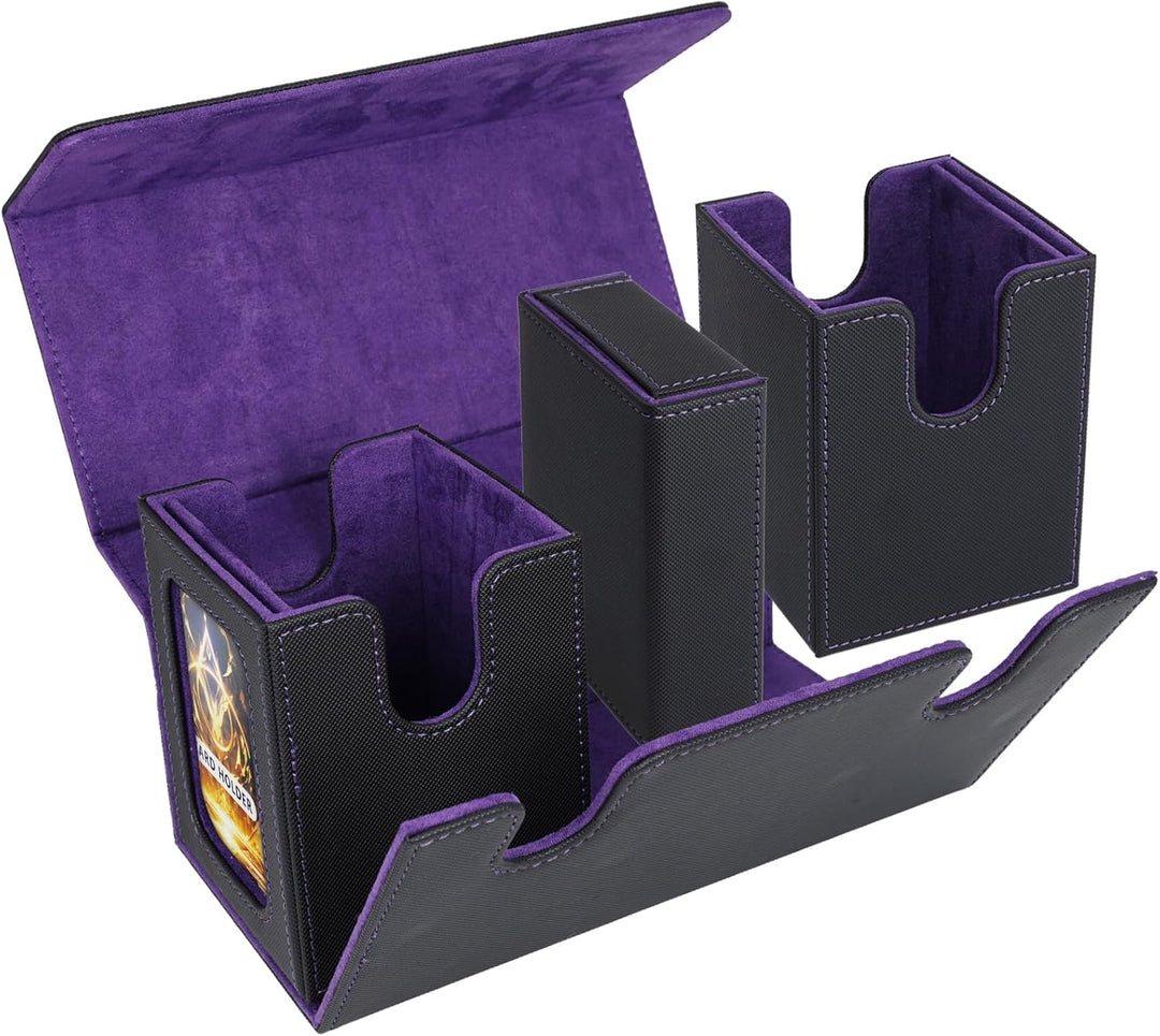 AFIING MTG Commander Kartenbox, 3-in-1 Karten-Aufbewahrungsbox für 200+ doppelt gesleevte Karten, Ma