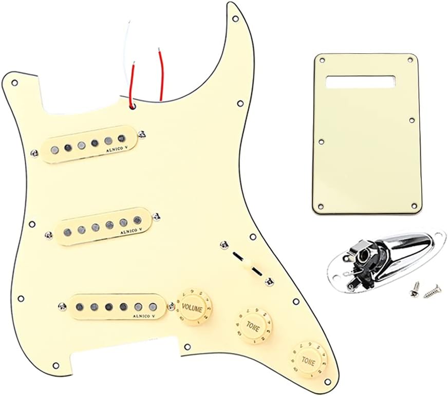 Ogdni 3-lagig SSS vorverdrahteter Schlagschutz mit Rückplatte & Bootsbuchse für Strat E-Gitarren Ers