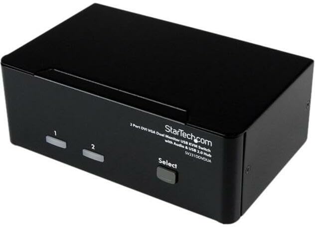 StarTech.com Dual DVI VGA 2 Port Monitor Audio Switch 2-fach KVM Umschalter USB 2.0 1920x1200 - 2 x