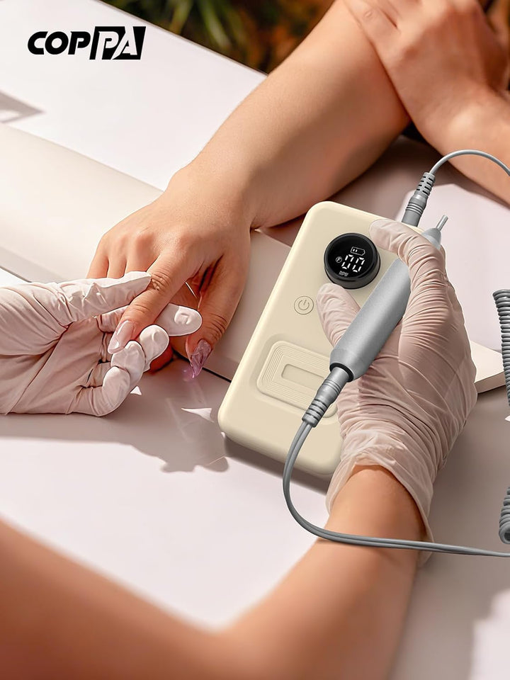 COPPA Nagelfräser, NDK106 Professionell Elektrische Nagelfräser Set mit 12 Bits 31 Schleifbändern, 4