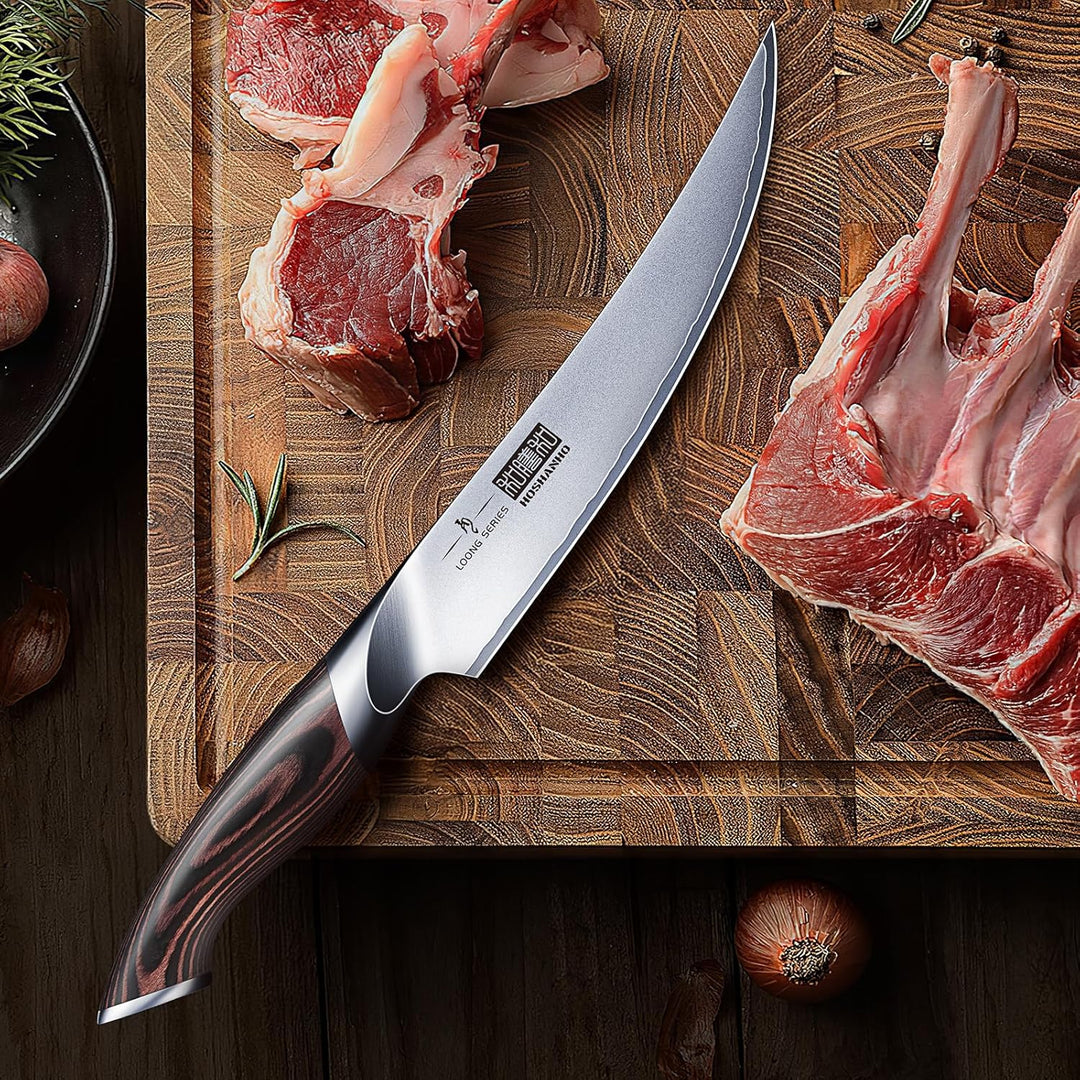 HOSHANHO Ausbeinmesser 15cm, Professionelles Filetiermesser aus Kohlenstoffreichem Edelstahl, Scharf