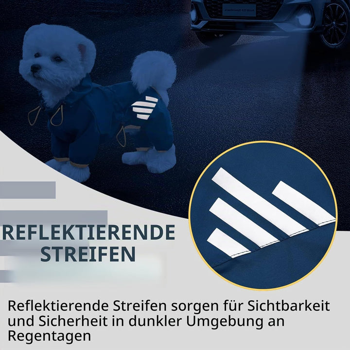 Hunderegenmantel, wasserdichte Hunderegenjacke mit Kapuze, Hunderegenmantel mit Loch für die Leine,
