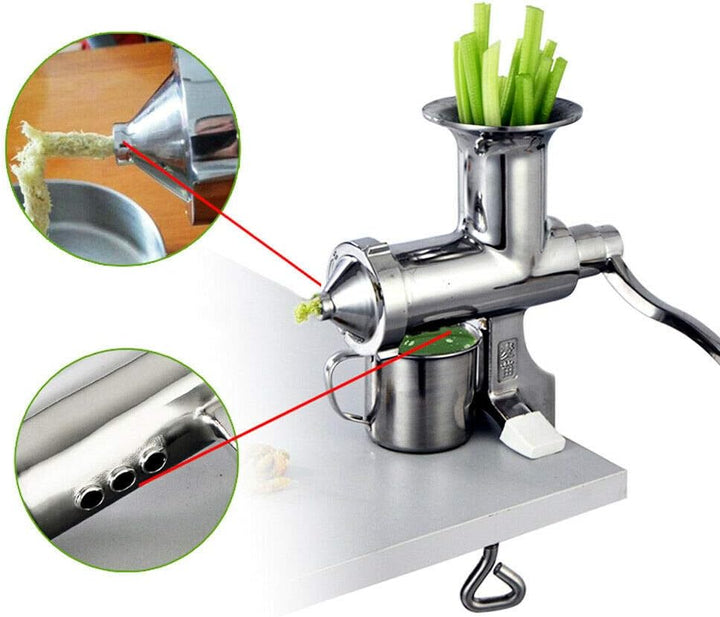 Futchoy Manuelle Entsafte Saftpresse aus Edelstahl auf dem Tisch installiert für Weizengrass Gemüse