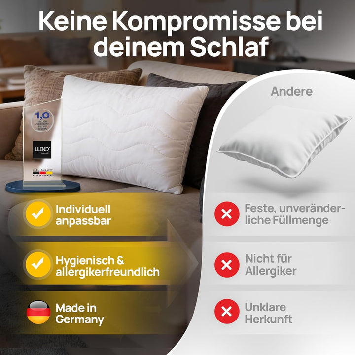 LILENO HOME Kopfkissen 50x70 cm [6er Set] als Kissen-Füllung - Bett oder Deko Kissen mit Reissversch